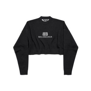 Balenciaga Cropped Sweater With Relaxed Fit And Signature Logo - NWT
